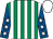 Emerald green and white stripes, royal blue sleeves, white stars and cap (Rags To Richies)