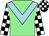 Light green, light blue chevron, black and white check sleeves and cap (M Walker, N Scandrett & Partners)