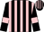 Black and pink stripes, black sleeves, pink armlets (M Pimlott)