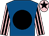 Royal blue, black disc, pink and black striped sleeves, pink cap, black star (Mr J Butler)