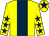 Yellow, dark blue stripe, yellow sleeves, dark blue stars, yellow cap, dark blue star (Wildcat Syndicate)