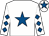 White, royal blue star, diamonds on sleeves, white cap, royal blue star (May The Horse Be With You)