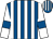 Royal blue and white stripes, white sleeves, royal blue armlets (Mrs D R Brotherton)