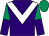 Purple, white chevron, emerald green and purple halved sleeves, emerald green cap (Mystic Band Of Brothers)