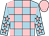 Light blue and pink check, light blue sleeves, pink stars and cap (The Lesser Lights)