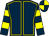 Dark blue, yellow seams, hooped sleeves, quartered cap (Cccnlp)