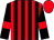 Black and red stripes, black sleeves, red armlets, red cap (Mr A Rice)