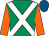 Emerald green, white cross belts, orange sleeves, royal blue cap (Mrs H Steel)