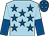 Light blue, royal blue stars, halved sleeves, royal blue cap, light blue stars (Mr G Johnson & Mr J W Parry)