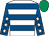White, royal blue hoops, royal blue sleeves, white stars, emerald green cap (Lets Get Racing & Mrs E Burke)